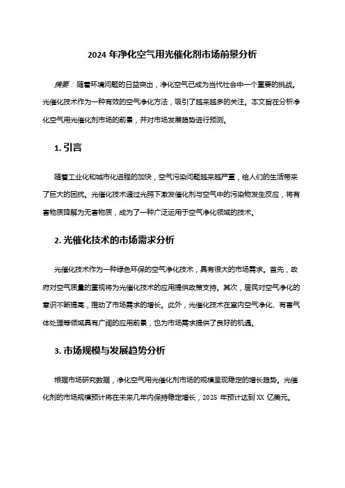 2024年净化空气用光催化剂市场前景分析