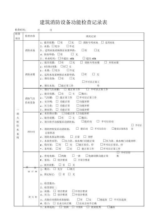 消防日常检查表格