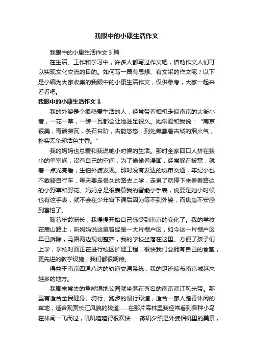我眼中的小康生活作文3篇