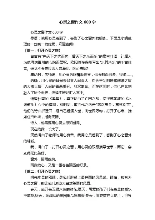 心灵之窗作文600字