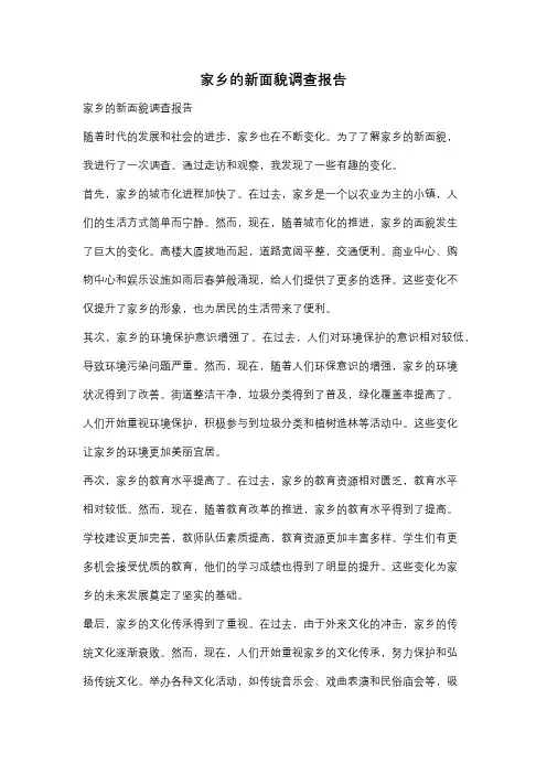 家乡的新面貌调查报告