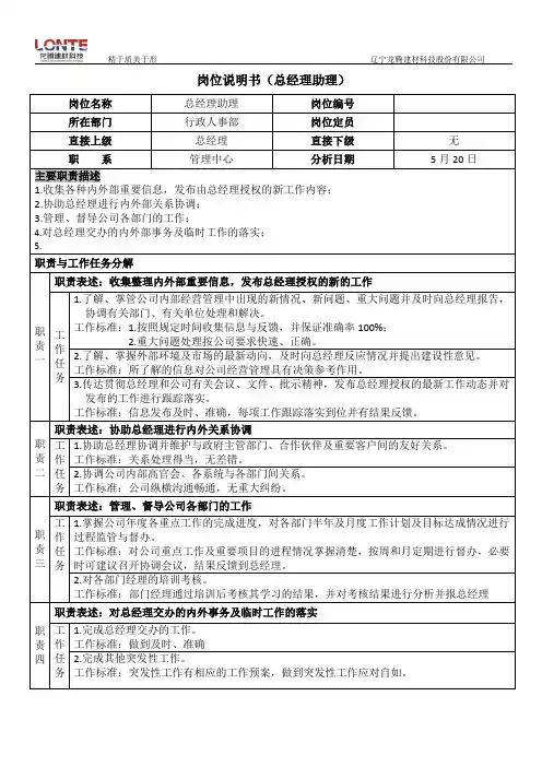 岗位说明书