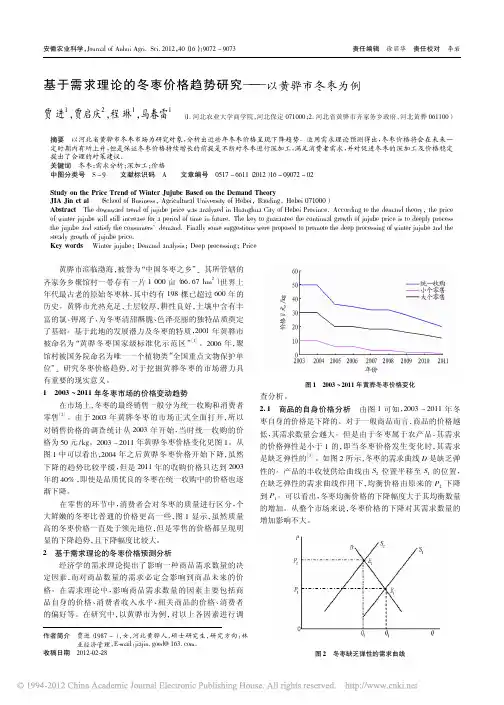 基于需求理论的冬枣价格趋势研究_以黄骅市冬枣为例