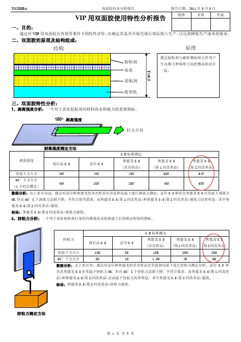 VIP用双面胶使用特性分析报告