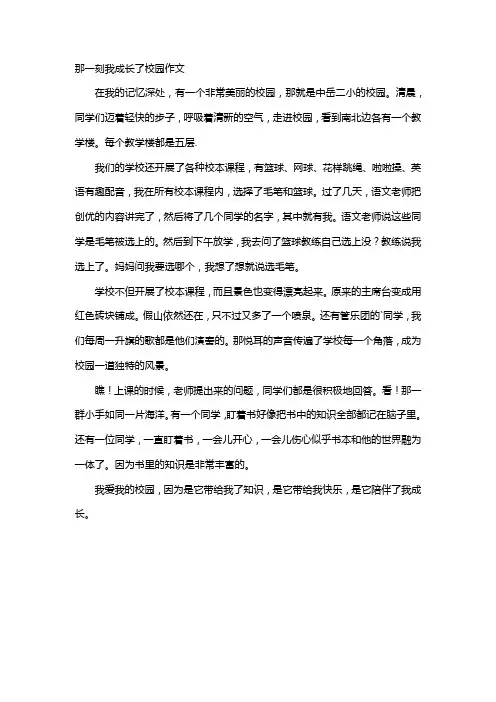 那一刻我成长了校园作文