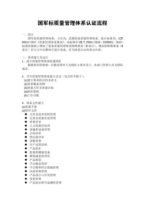 国军标质量管理体系认证流程