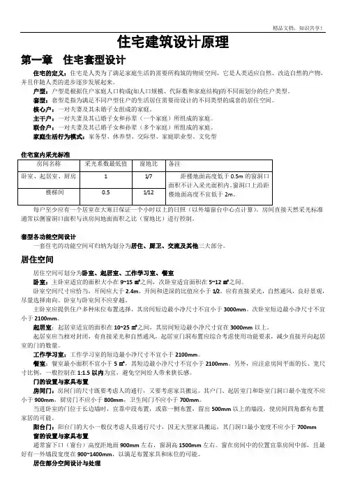 住宅建筑设计原理(第三版) 重点整理