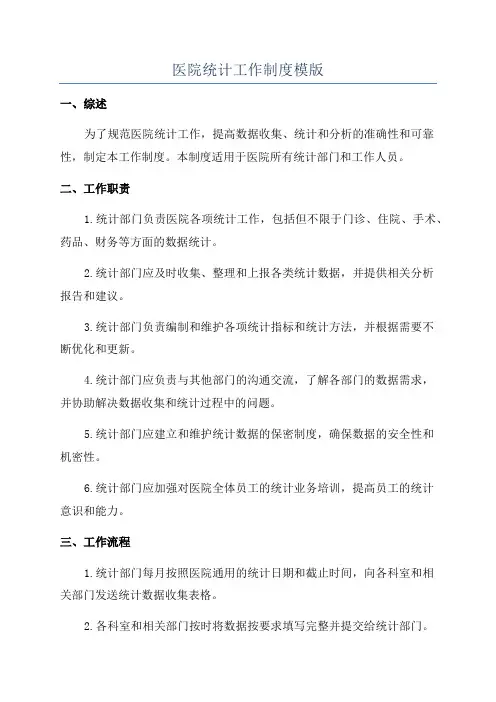 医院统计工作制度模版