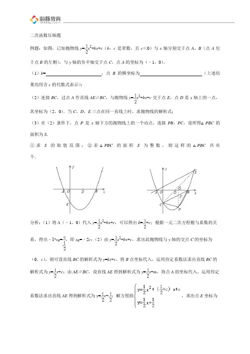二次函数压轴题的常用解题思路
