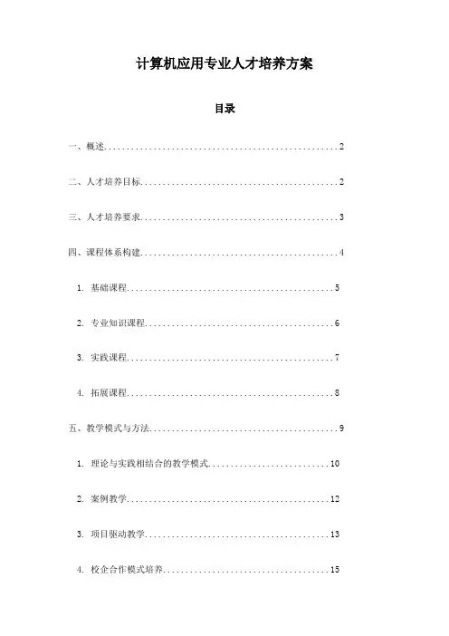 计算机应用专业人才培养方案