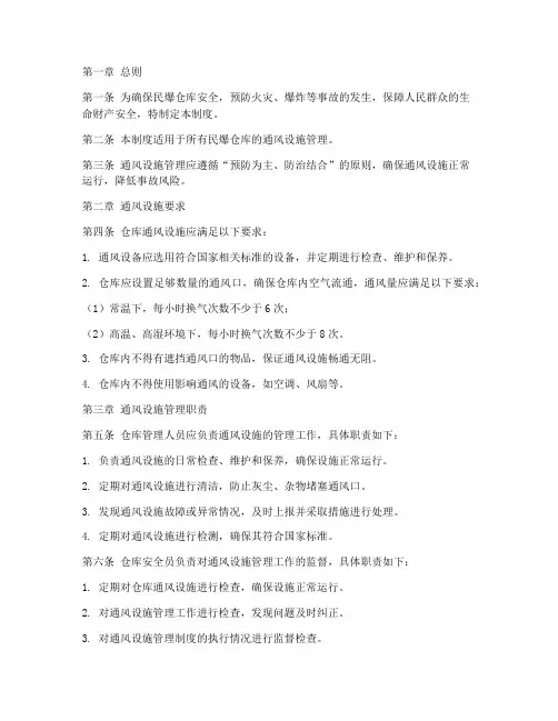 民爆仓库通风设施管理制度