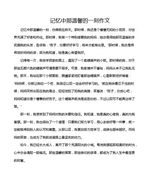 记忆中那温馨的一刻作文