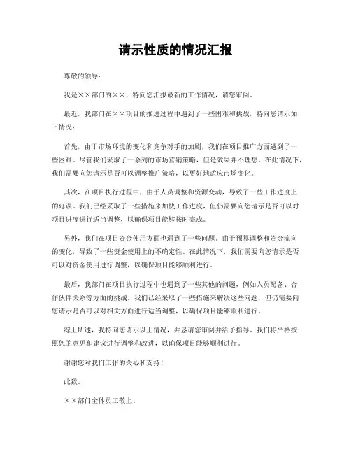 请示性质的情况汇报