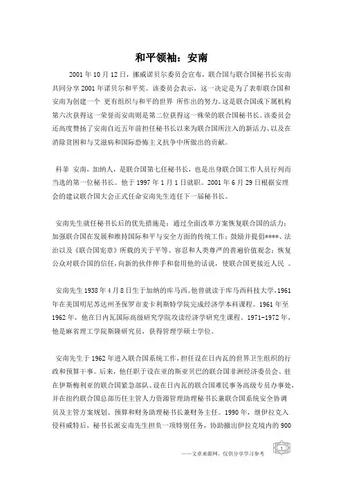 和平领袖：安南