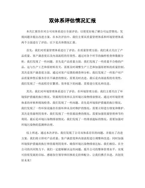 双体系评估情况汇报