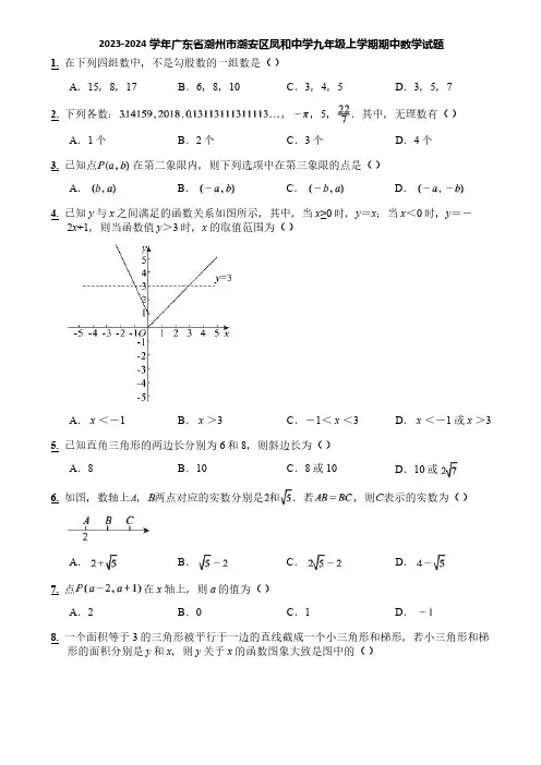 2023-2024学年广东省潮州市潮安区凤和中学九年级上学期期中数学试题