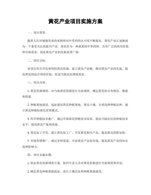 黄花产业项目实施方案