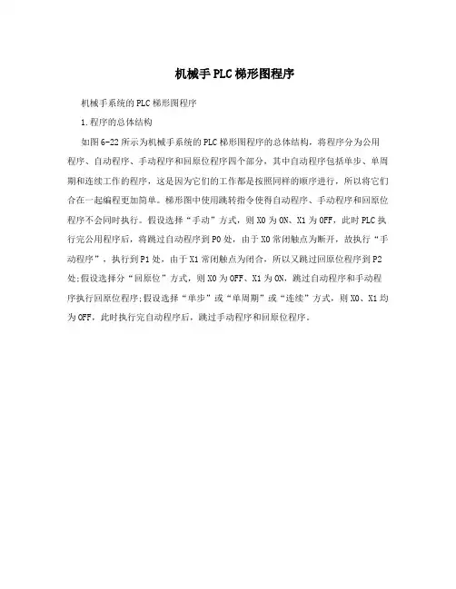 机械手PLC梯形图程序