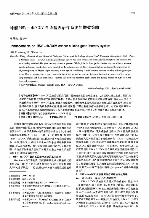 肿瘤HSV—tk／GCV自杀基因治疗系统的增效策略