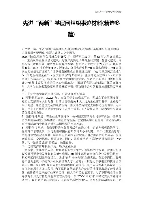先进“两新”基层团组织事迹材料(精选多篇)