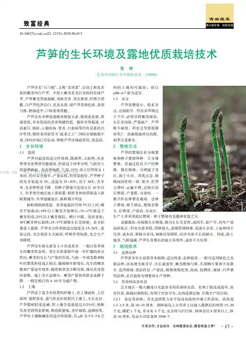 芦笋的生长环境及露地优质栽培技术 