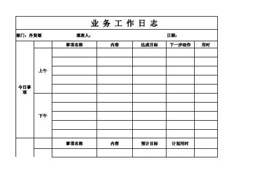 工作日志表 模板