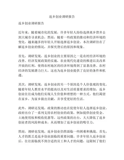 返乡创业调研报告