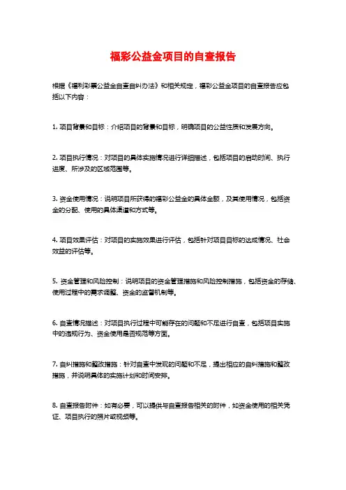 福彩公益金项目的自查报告 (2)