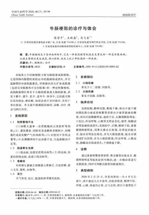 牛肠梗阻的诊疗与体会
