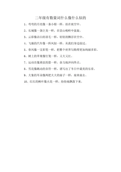 二年级有数量词什么像什么似的