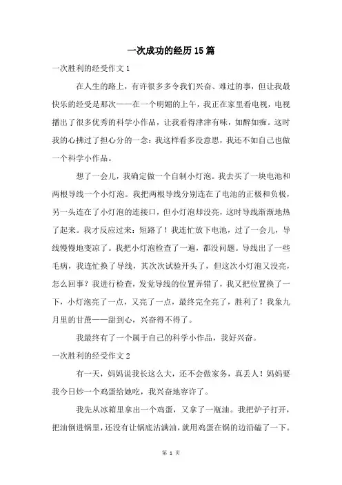 一次成功的经历15篇