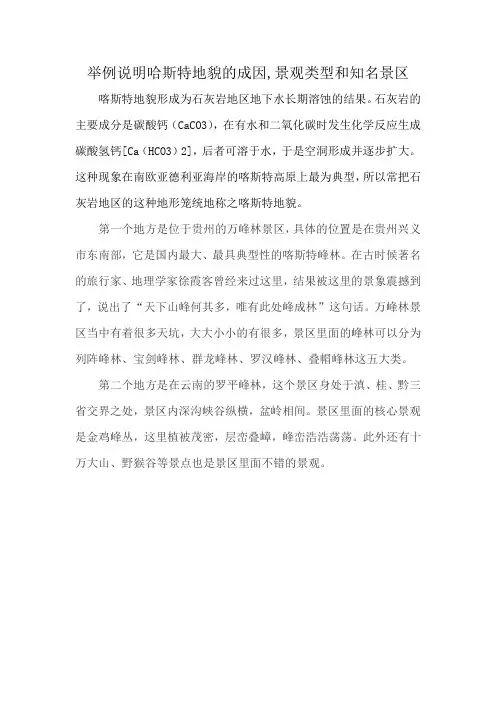 举例说明哈斯特地貌的成因,景观类型和知名景区