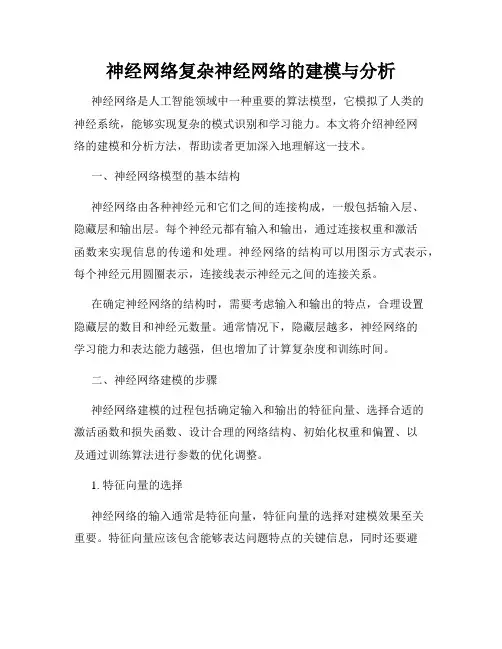 神经网络复杂神经网络的建模与分析