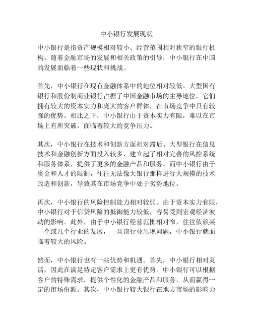 中小银行发展现状