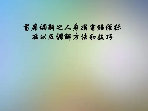 首席调解之人身损害赔偿标准以及调解方法和技巧