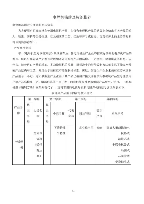 【F'A】电焊机的铭牌及标识介绍