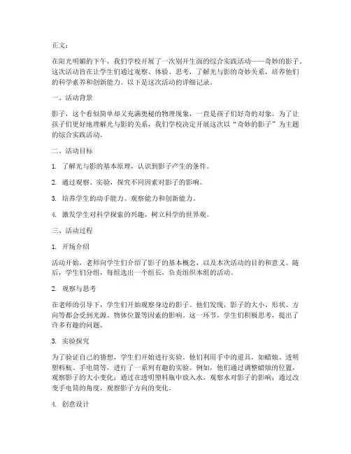 奇妙的影子综合实践