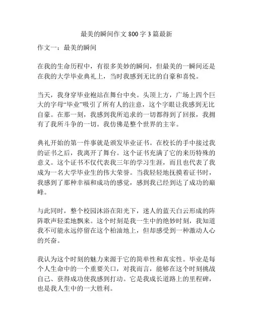 最美的瞬间作文800字3篇最新