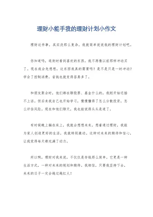 理财小能手我的理财计划小作文