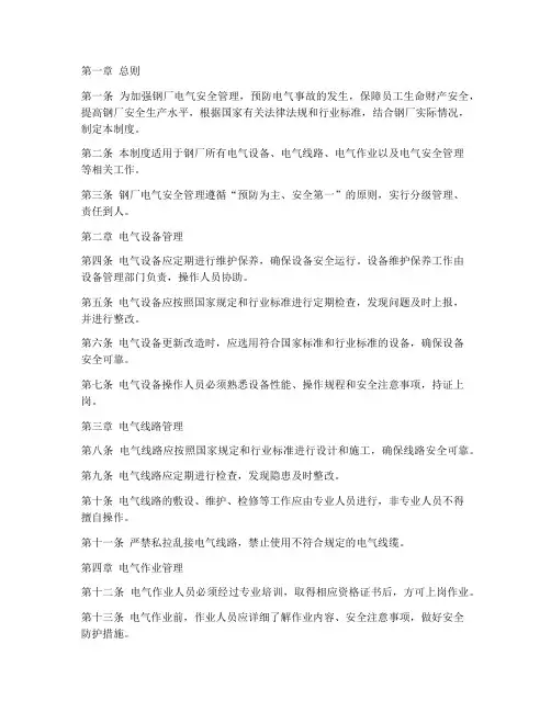 钢厂电气安全管理制度