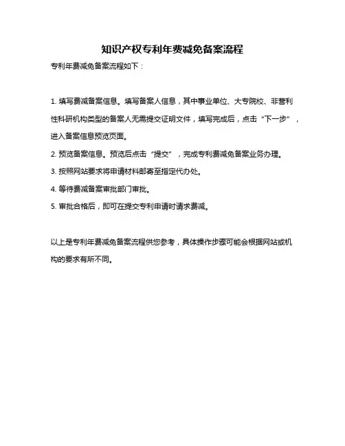 知识产权专利年费减免备案流程