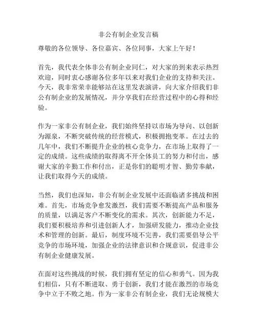 非公有制企业发言稿