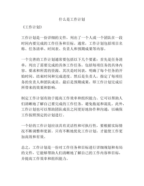 什么是工作计划