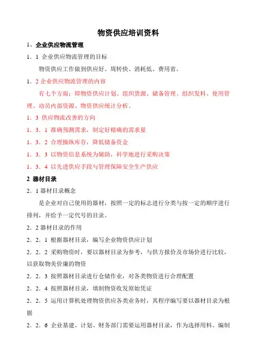物资供应培训资料