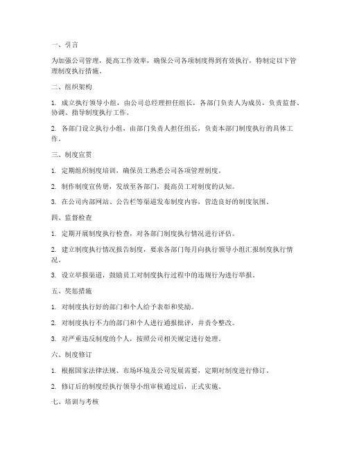 公司管理制度执行措施