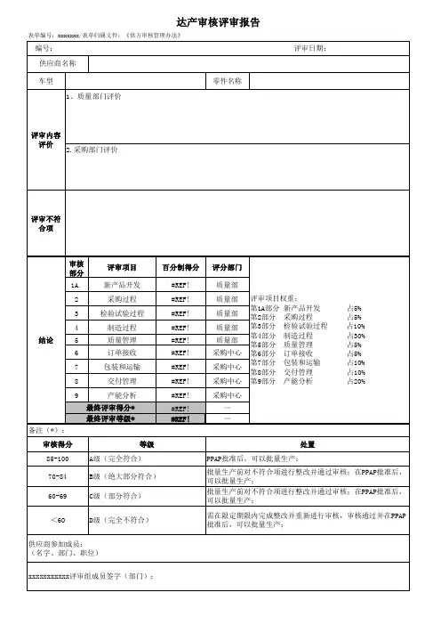 达产审核评审报告