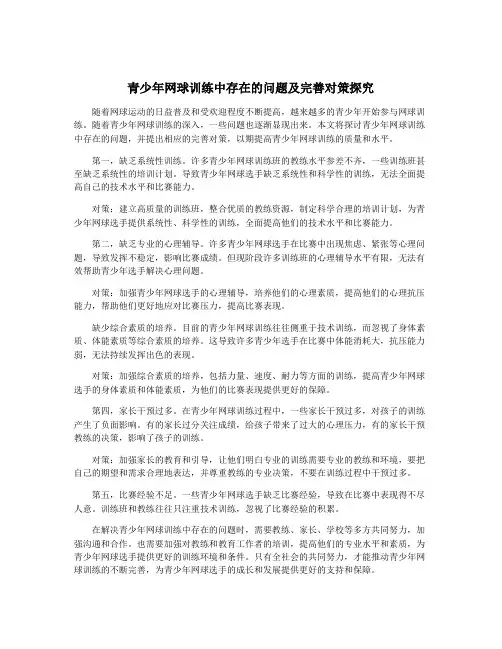 青少年网球训练中存在的问题及完善对策探究