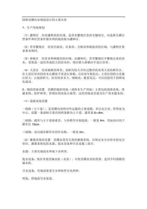 园林苗圃内业规划设计内容