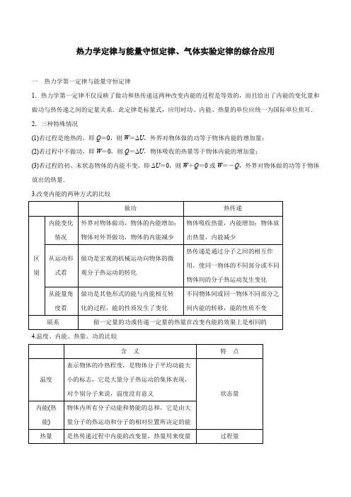 35 热力学定律与能量守恒定律、气体实验定律的综合应用(解析版)