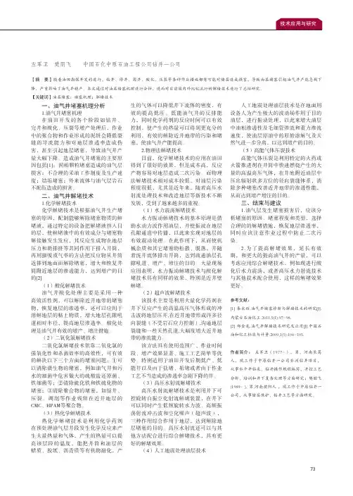 油气井堵塞机理分析及解堵技术